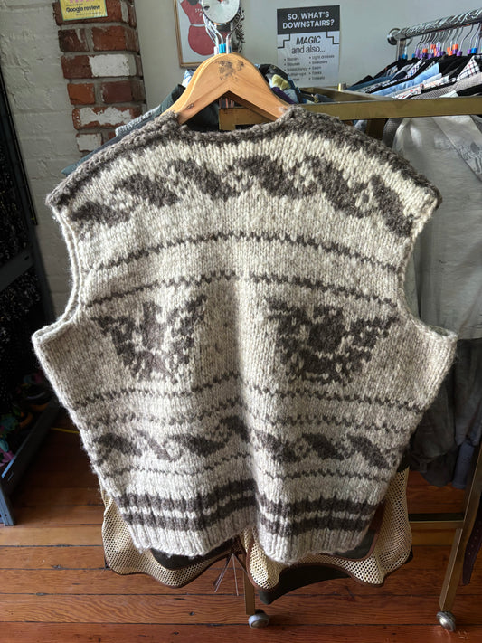VINTAGE genuine Cowichan sweater vest eagle pattern
