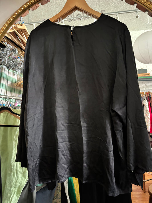 AS IS size 3X black silk Eileen Fischer top - boxy