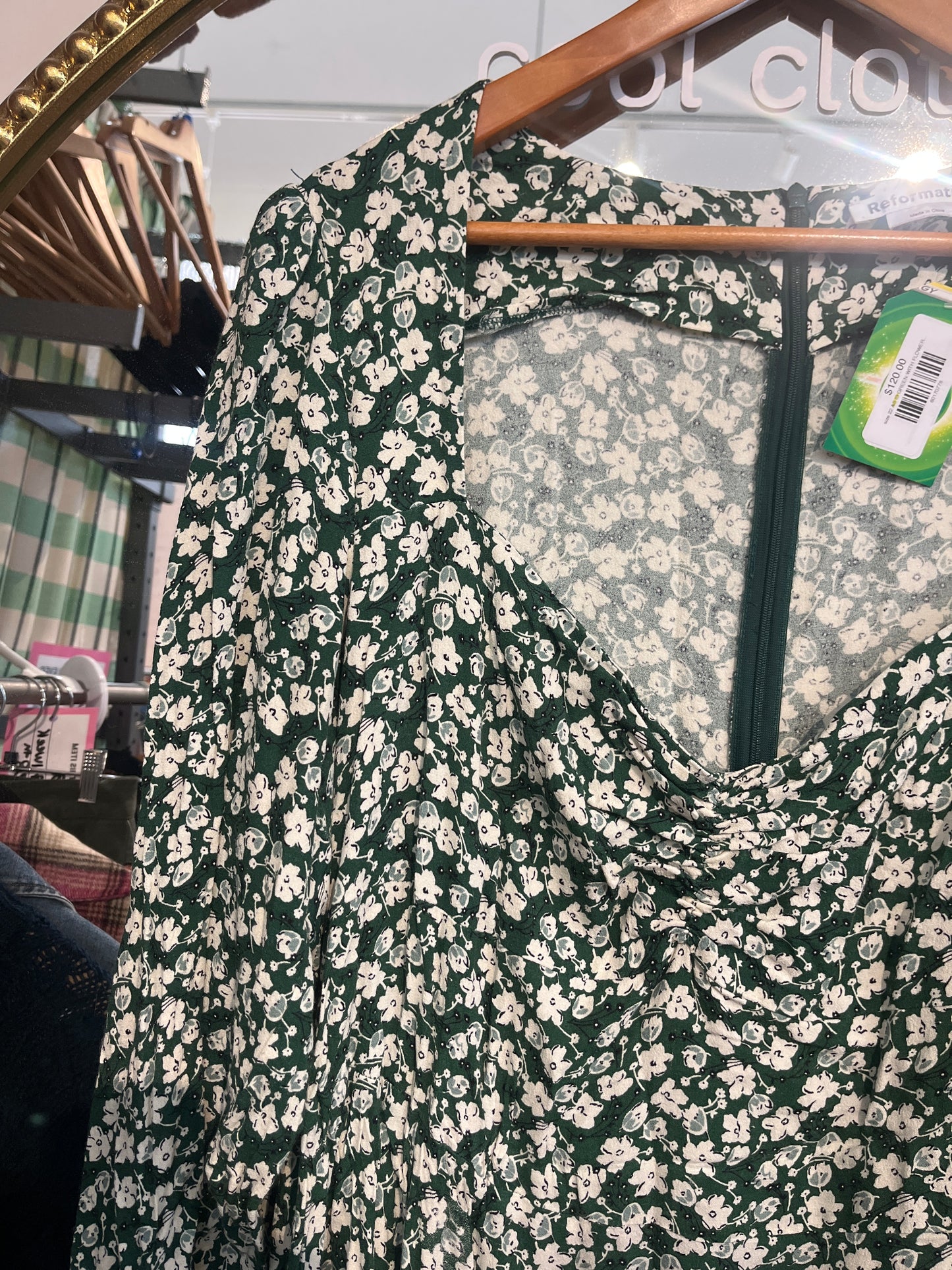 size 22 AS IS GREEN WITH FLOWERS REFORMATION dress