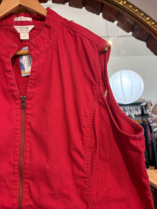 vintage size 2X red denim CJ banks vest