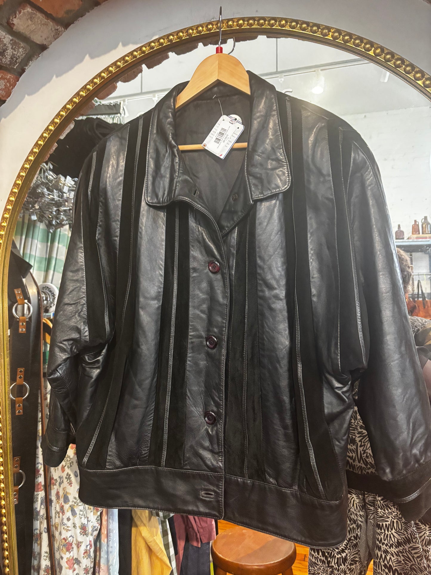 AS IS size 14 black leather and suede VINTAGE Andre Creation jacket