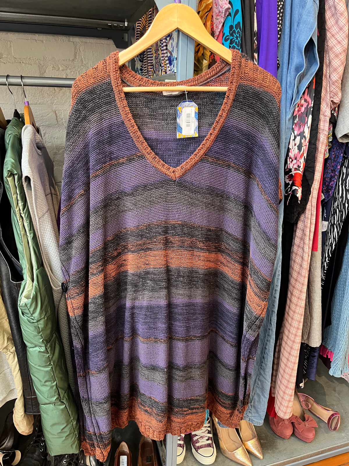 size flex brown grey COTTON knit Ulla Popken vest - sweater