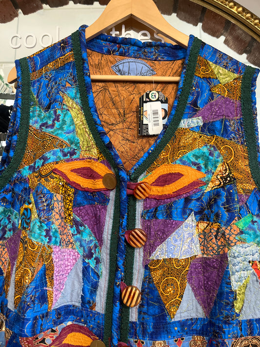 Locally made blue quilted vest Wych Works