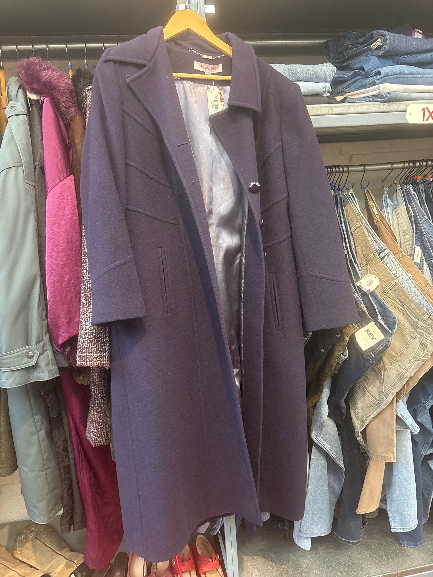 size 18 dark purple wool Jacques Vert coat - long trench