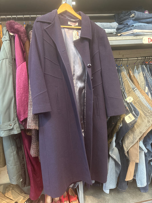 size 18 dark purple wool Jacques Vert coat - long trench