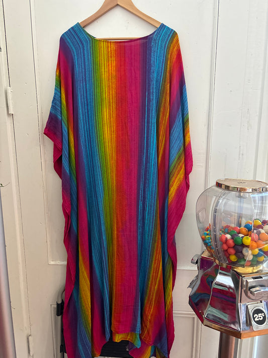 O/S Rainbow rayon Bali Kiss Kaftan