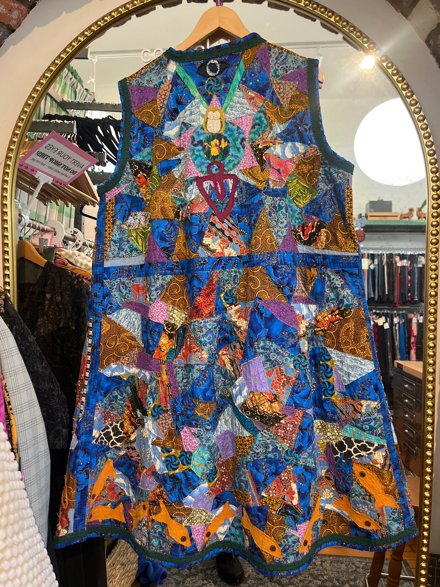 Locally made blue quilted vest Wych Works