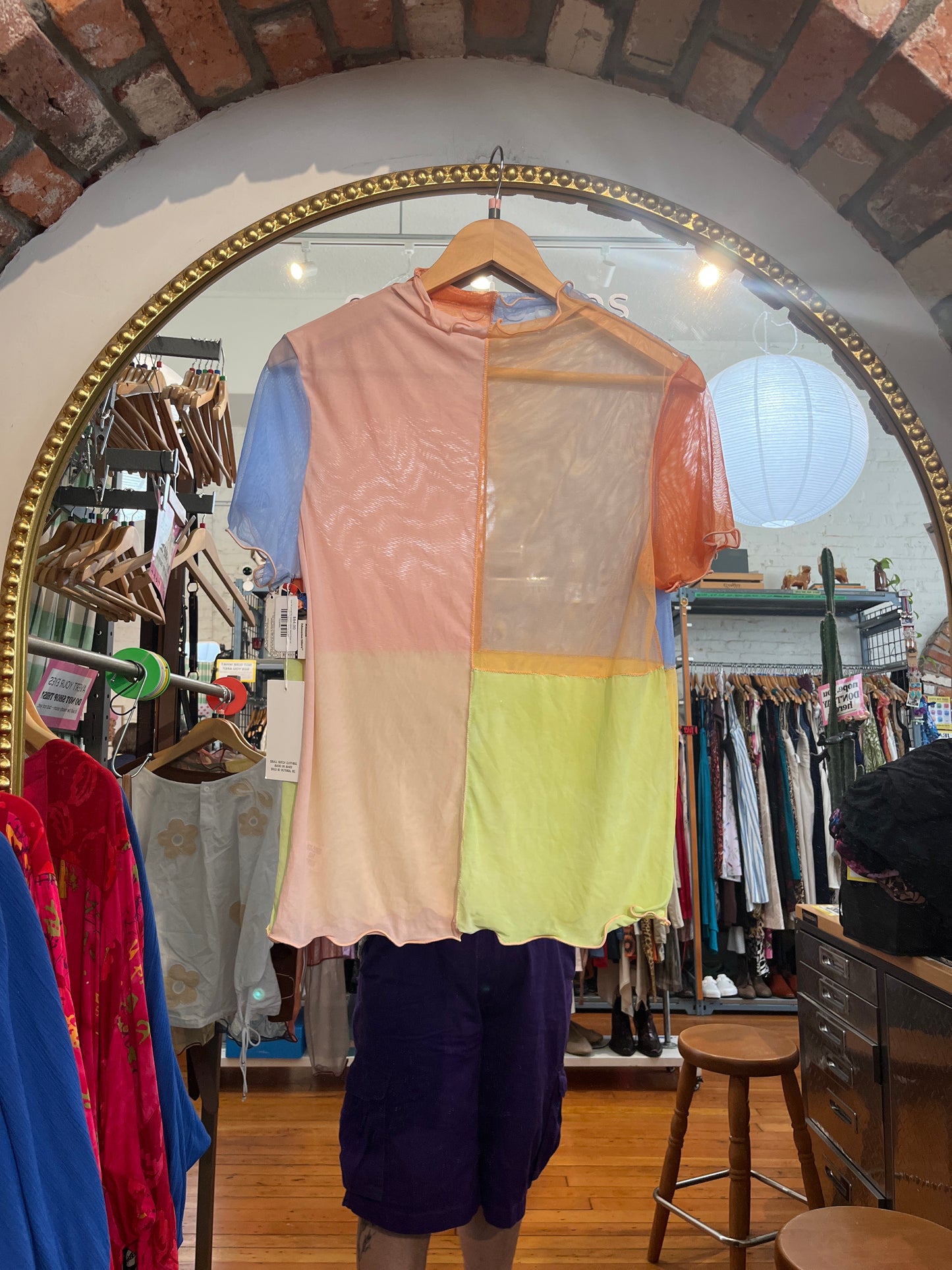 size 3X (small fit) pastel colour block Elyse on Mars top