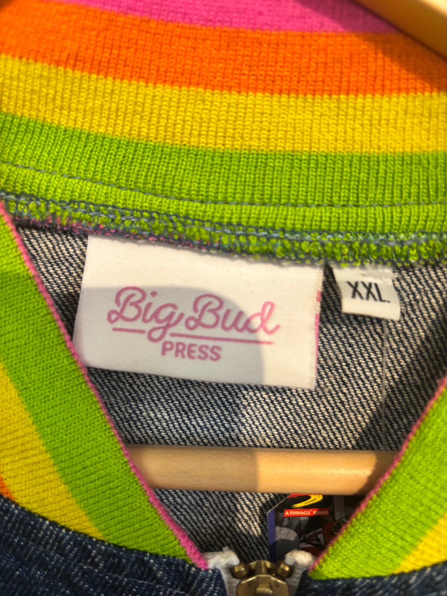 size XXL RARE Big Bud Press rainbow "I'm So Tired" jean jacket