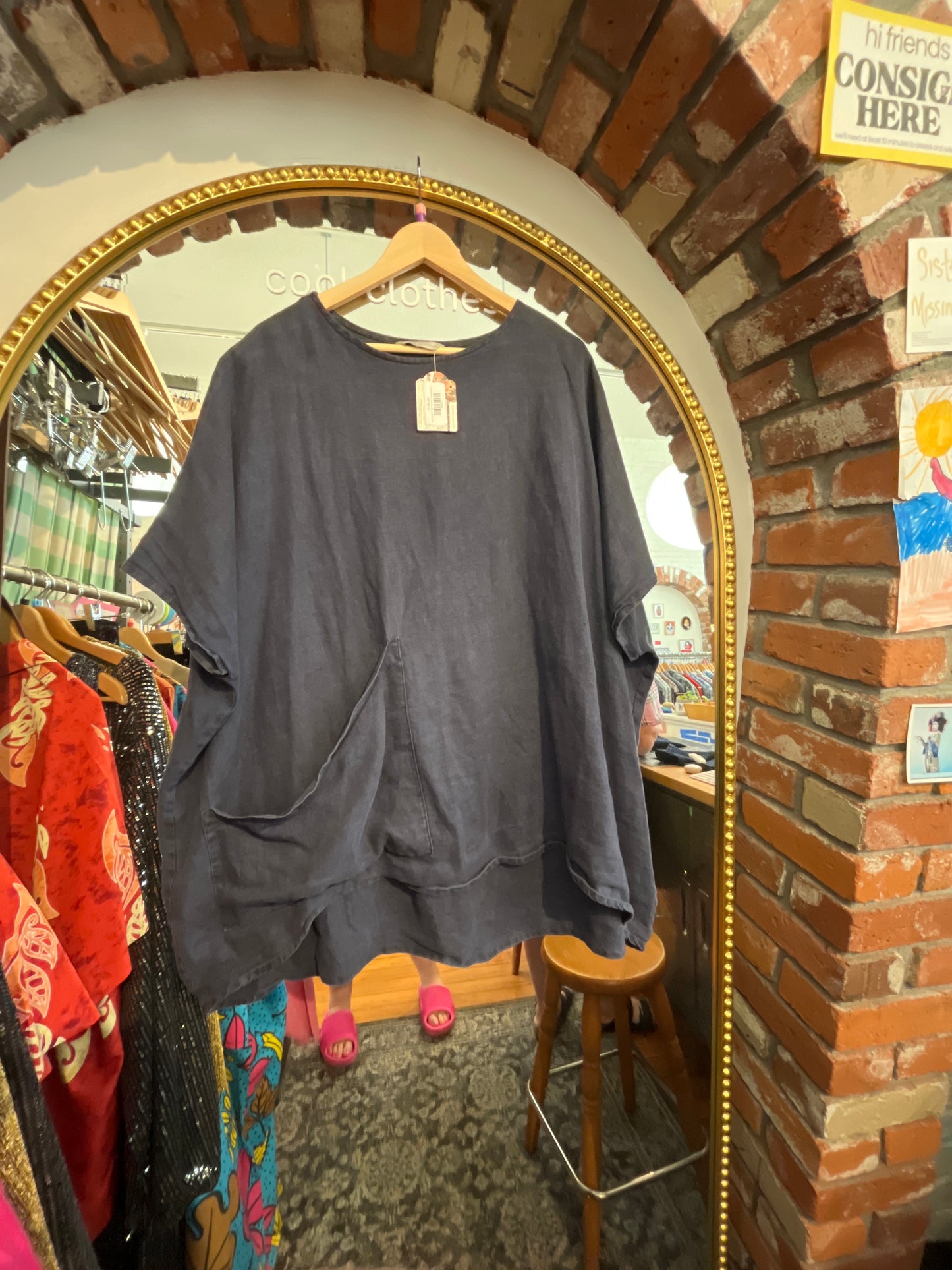size flex navy LINEN Elizabeth Suzanne top - harper tunic