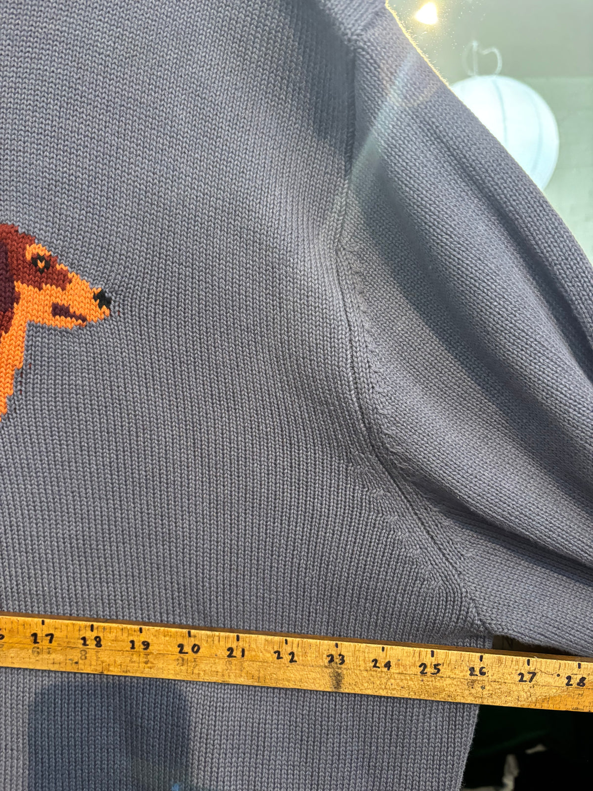 size XL dusty blue with wiener dog COTTON Art of Rheotoric sweater - knit