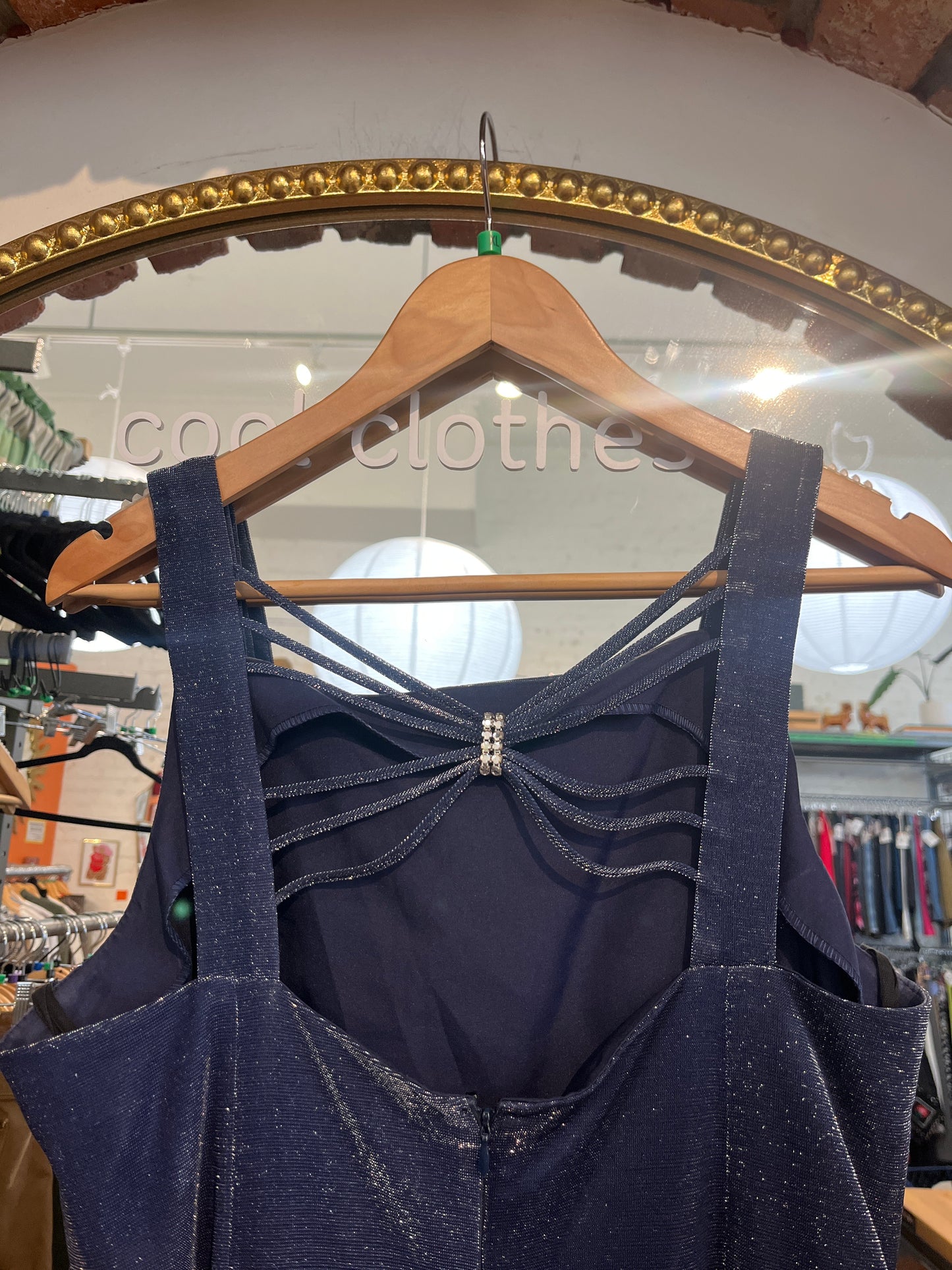 size 16 blue sparkle vintage Nu Mode dress -gown