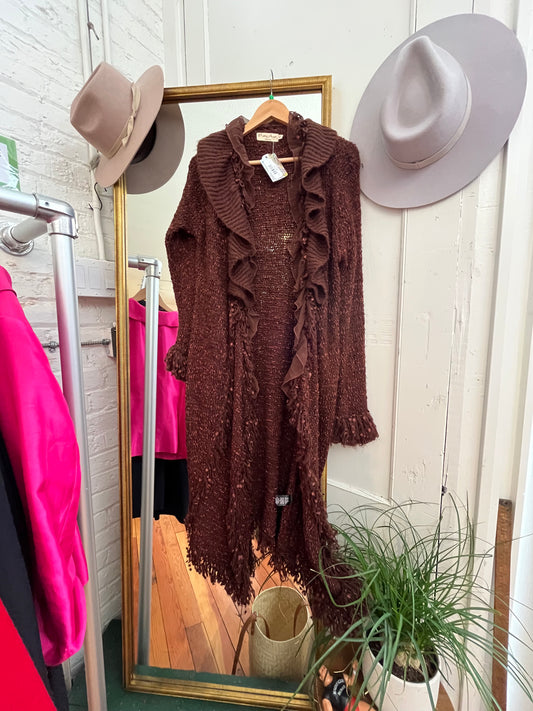 size XL brown wool silk blend Pretty Angel Fashions duster - long
