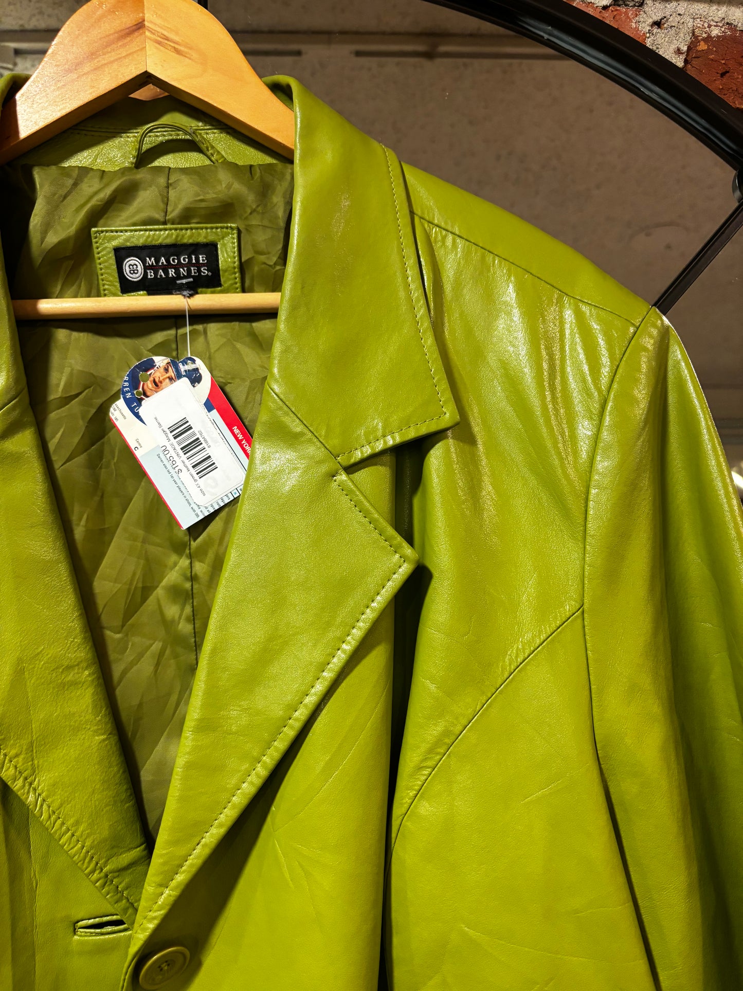 size 4X green leather VINTAGE Maggie Barnes jacket