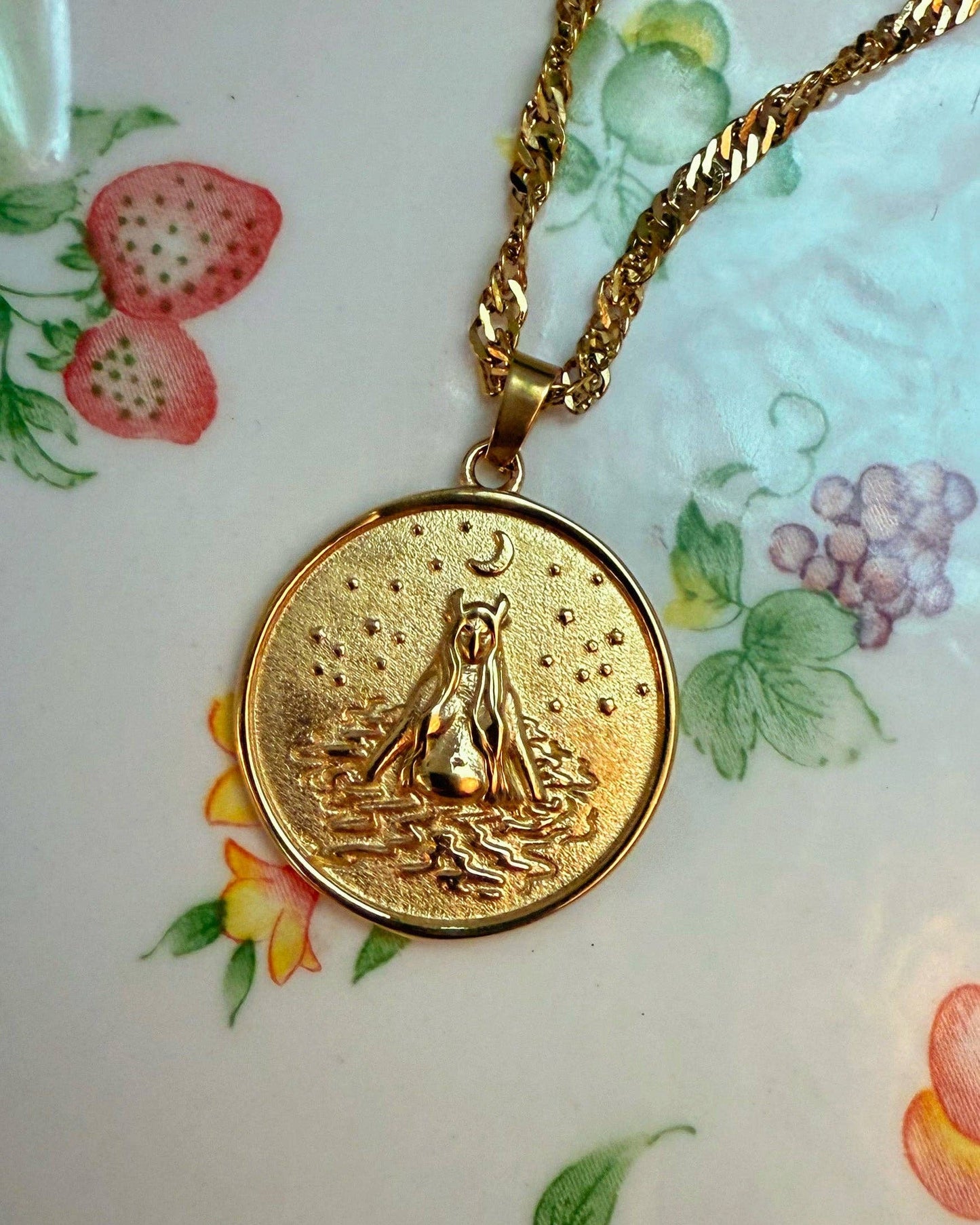 Water Nymph Coin Pendant Necklace