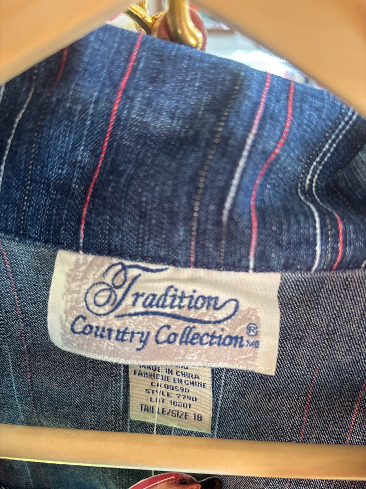 size 18 denim with red VINTAGE Tradition vest