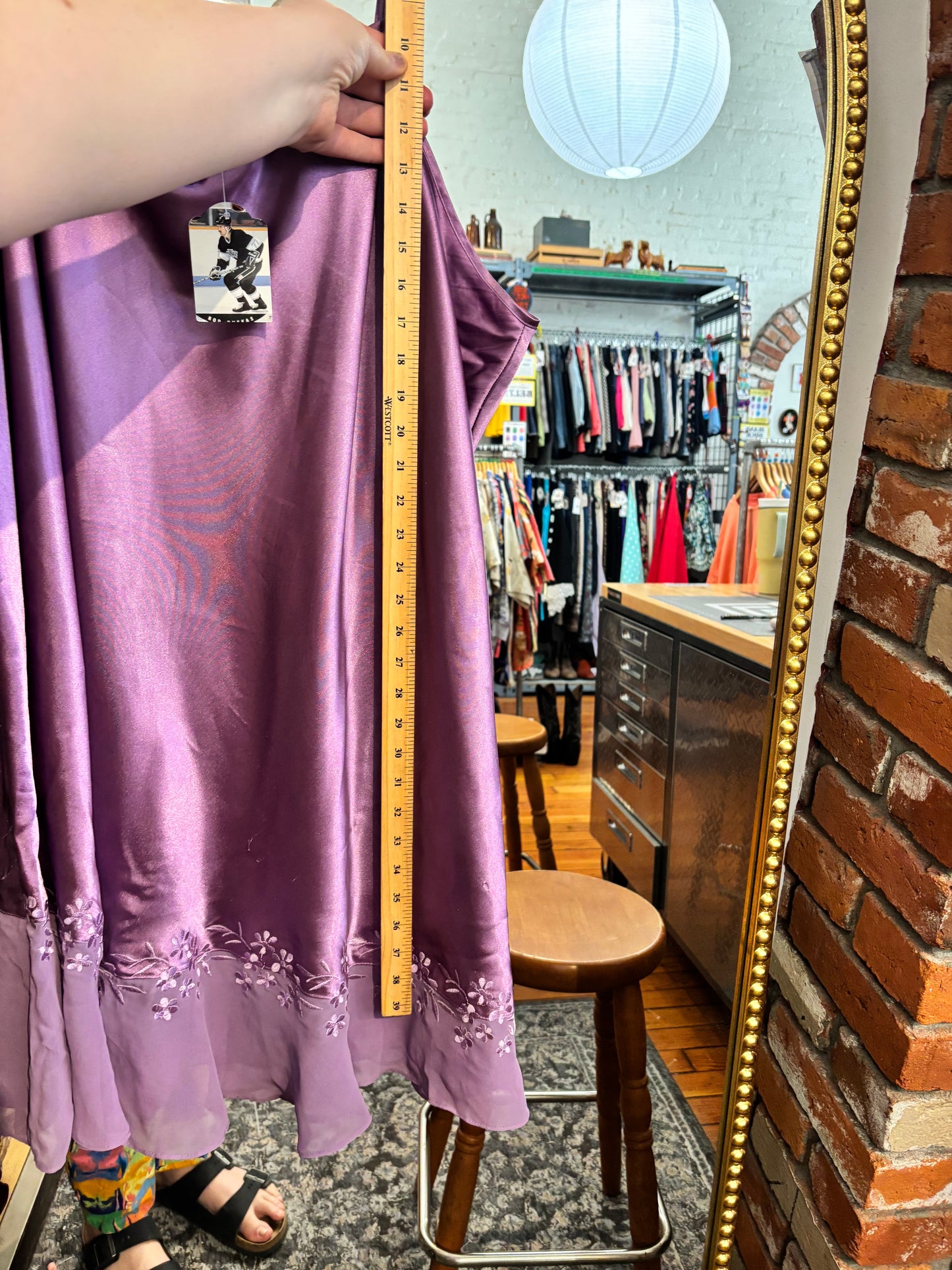 AS IS size 5X purple satin with rose P Intimates slip dress