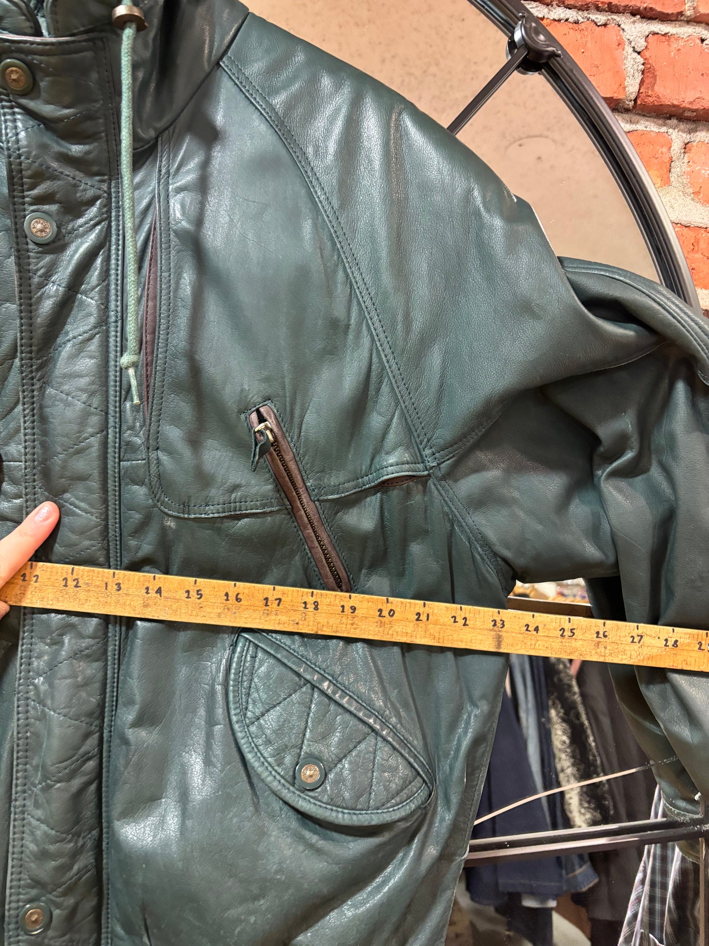 AS IS size M green leather cool inside VINTAGE Cricketeer jacket - bomber