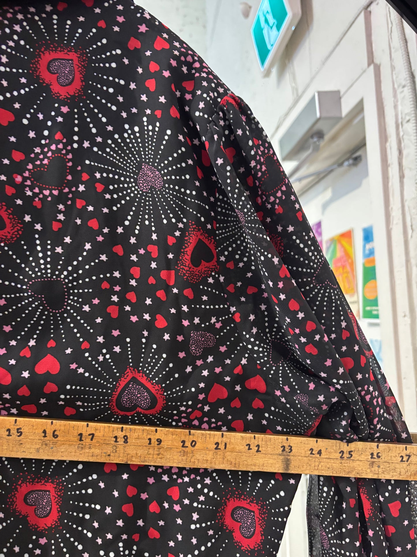 Size UK22 black with pink heart Hell Bunny dress