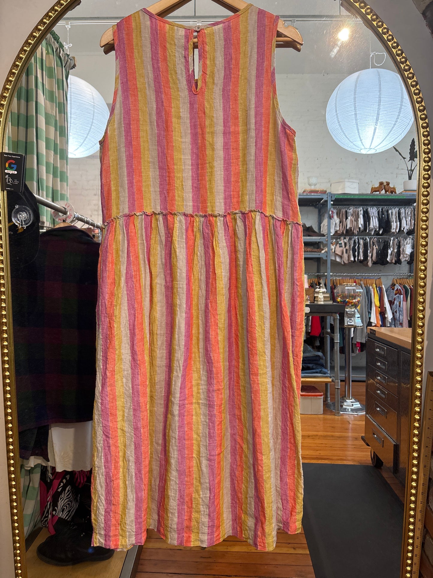size Large pink orange stripe Nettle's Tale sonora dress