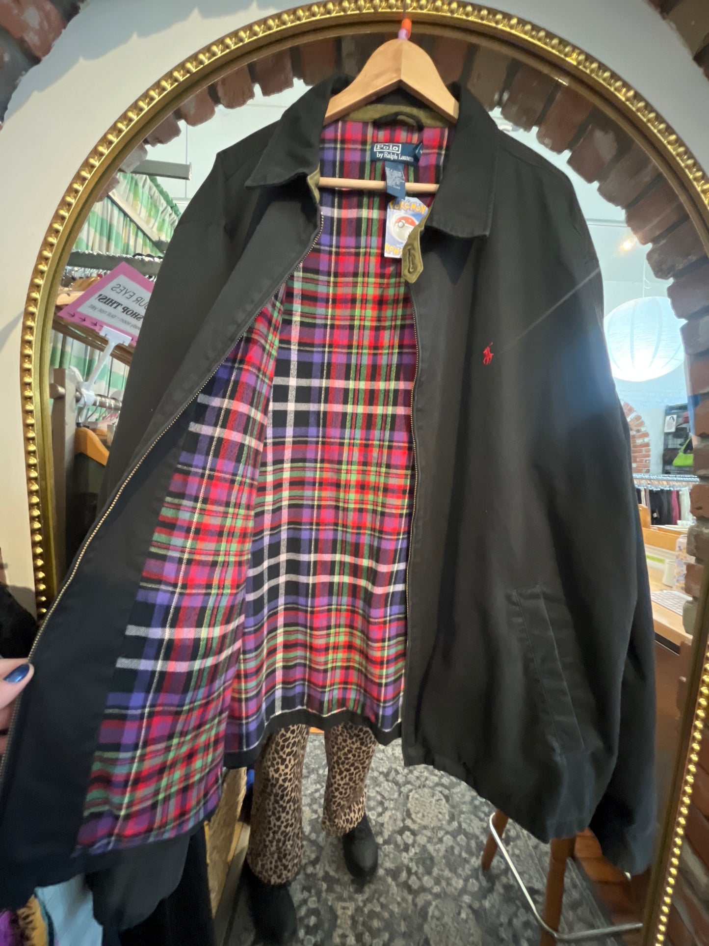 Size 4XLT Vintage black cotton with plaid lining Ralph Lauren Jacket