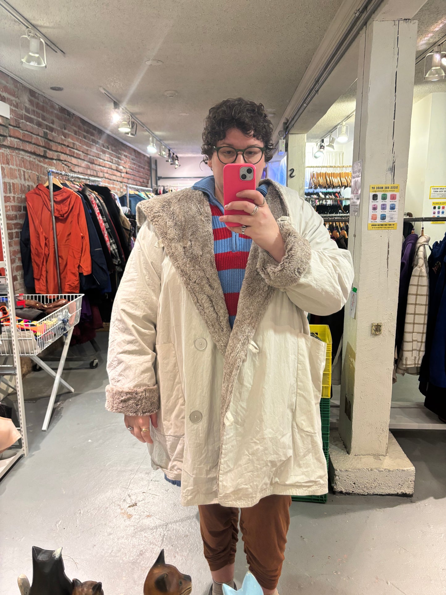 size 3 cream faux fur lined Mcverdi jacket - parket