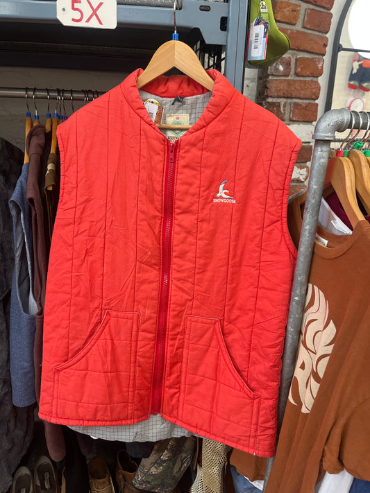 size L / XL red wash quilted  vintage Snowgoose vest - puffer