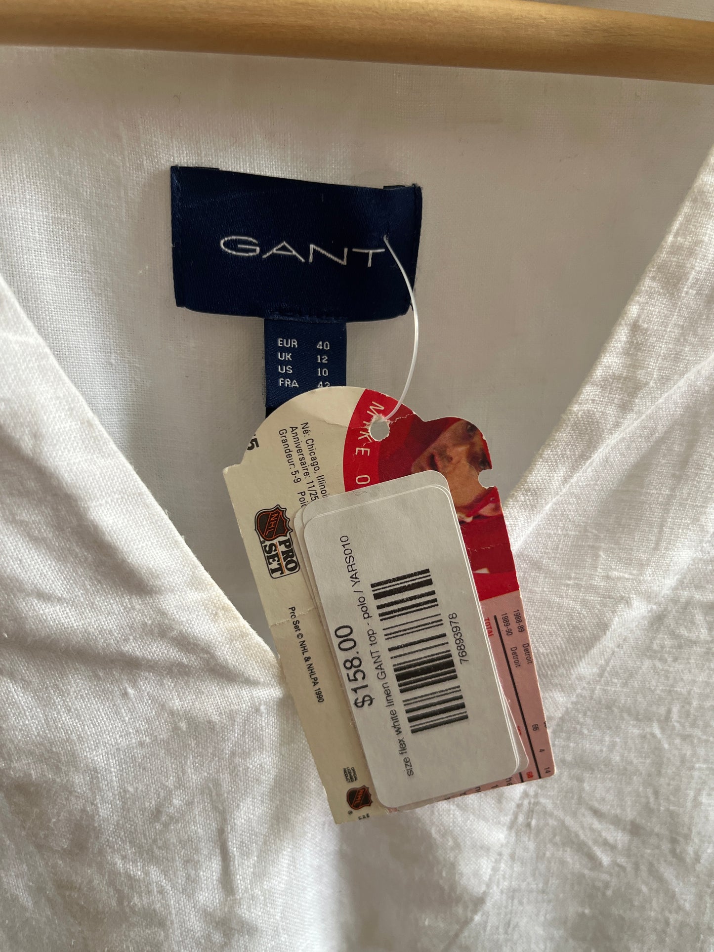 size flex white linen GANT top - polo