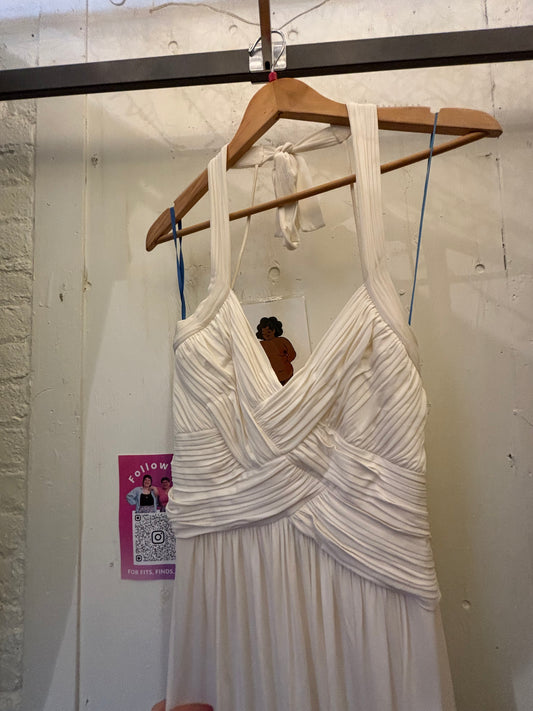 size L BCBG cream grecian goddess dress