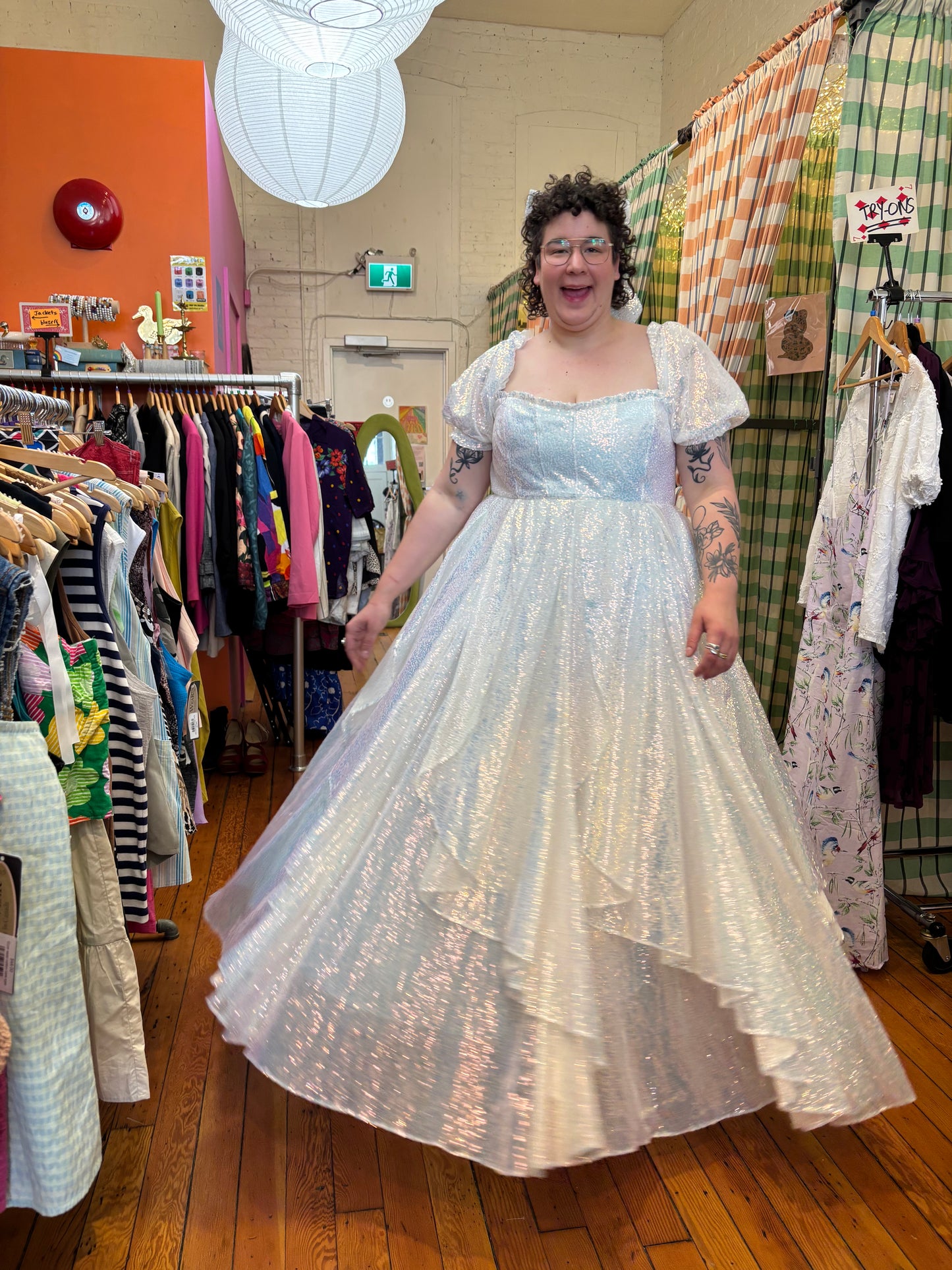 Size 20 full sequin Unicorn Tears Fanciful Doll Crystal Gown - wedding dress