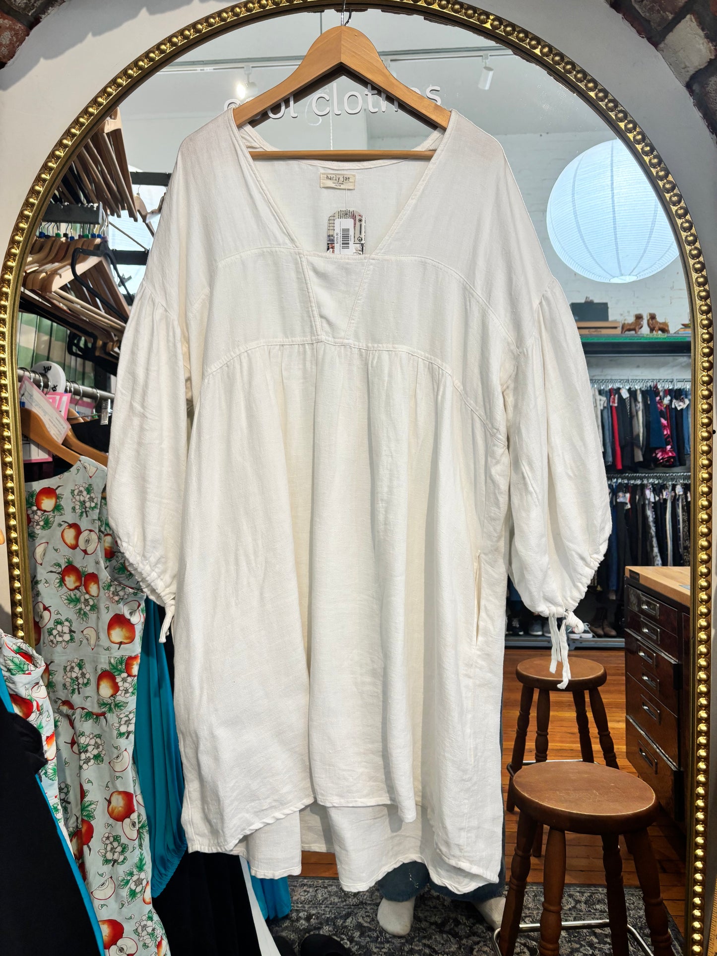 size 2X/3X white linen Harly Jae paysanne mini dress