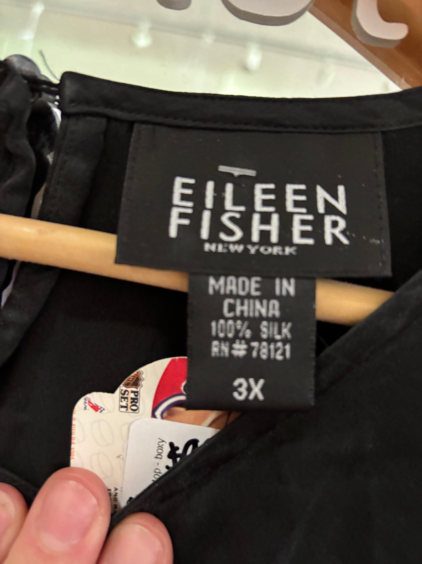 AS IS size 3X black silk Eileen Fischer top - boxy