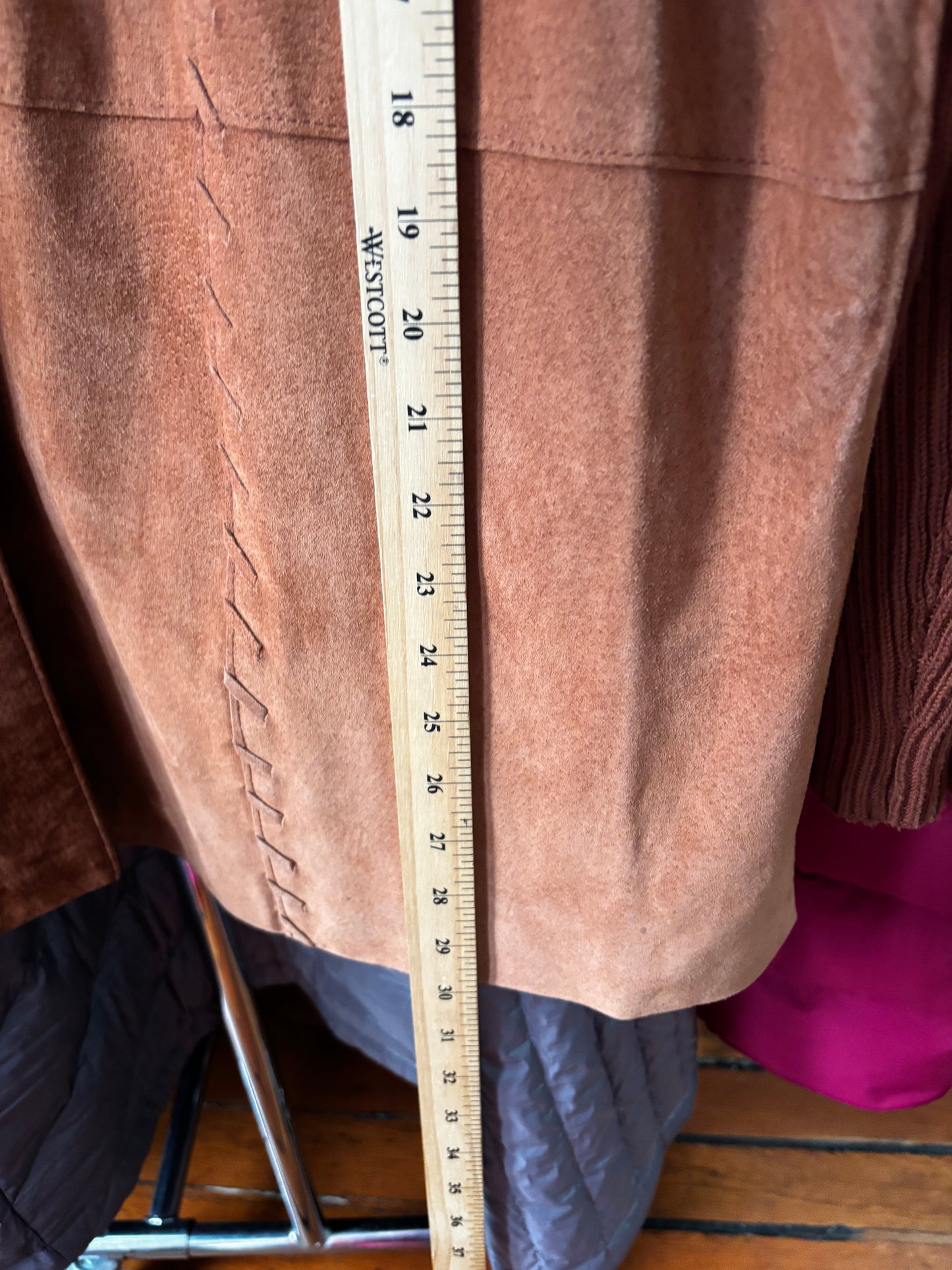 size 3XL brown leather with rabbit fur collar VINTAGE Nygaard jacket