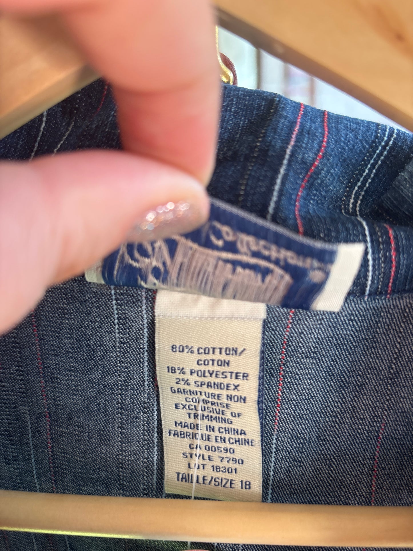 size 18 denim with red VINTAGE Tradition vest