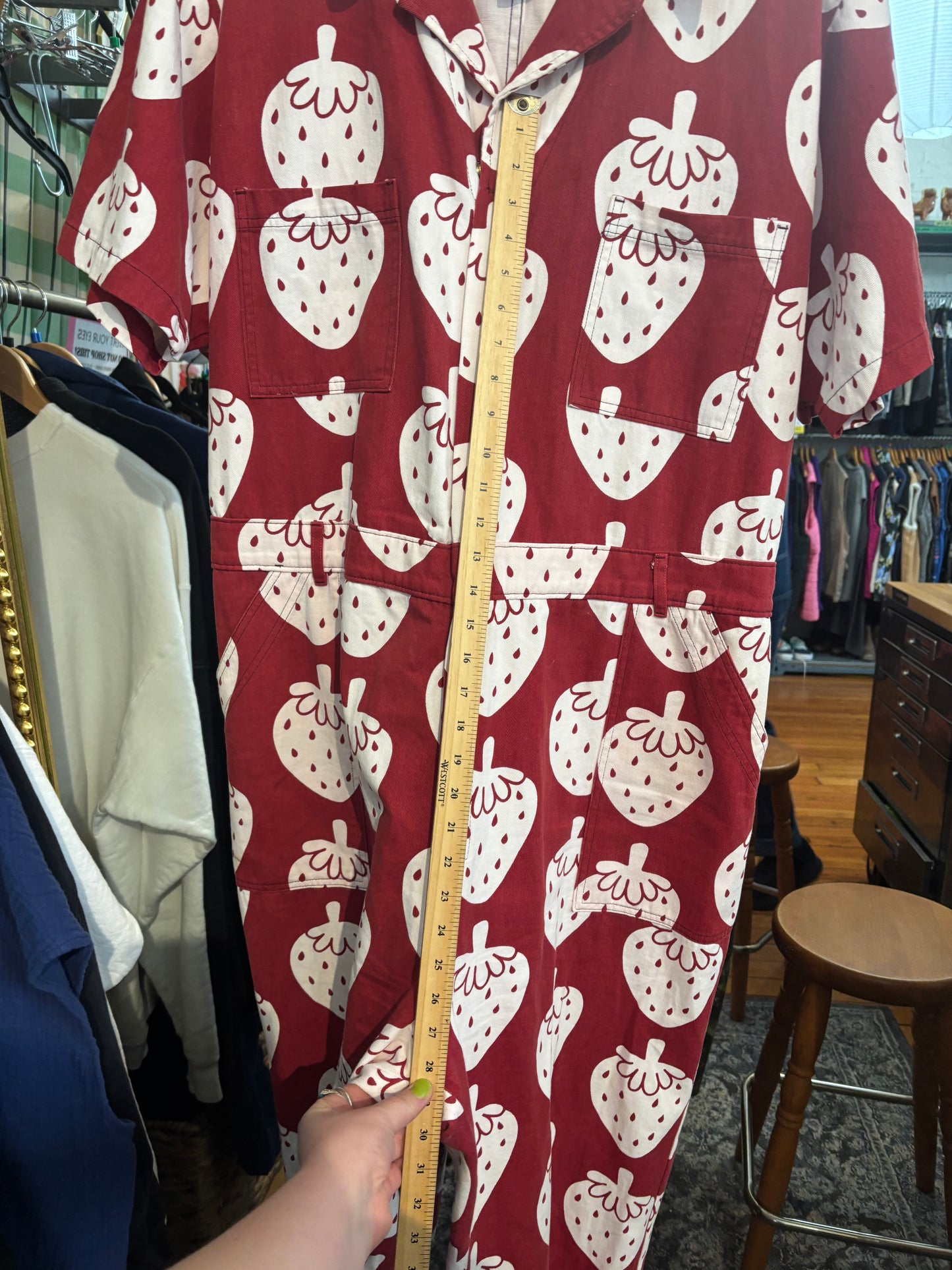 RARE size 4XL (fits like 2-3X) red with strawberries Big Bud Press boilersuit