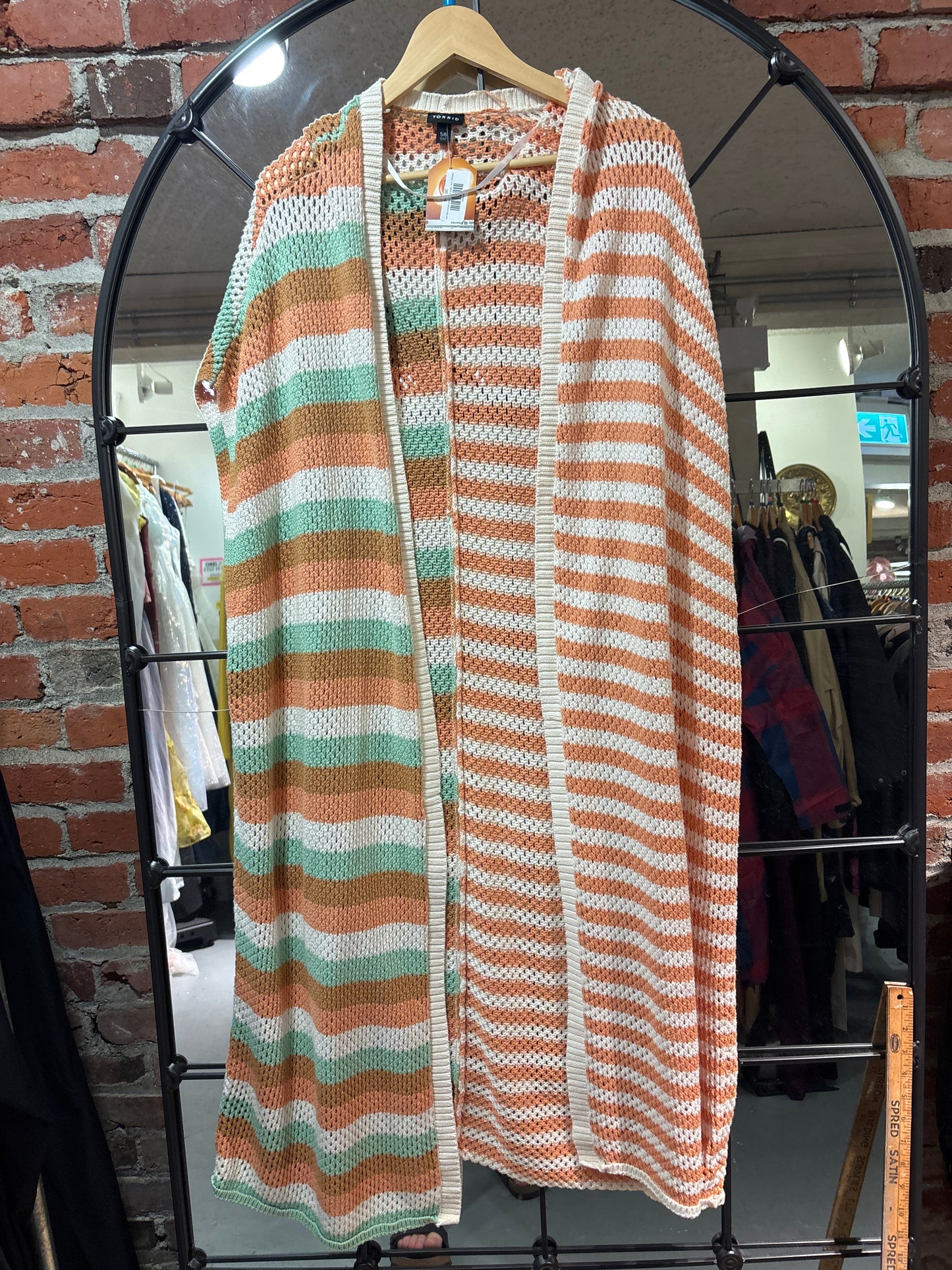 size 5/6X orange green Torrid duster - knit