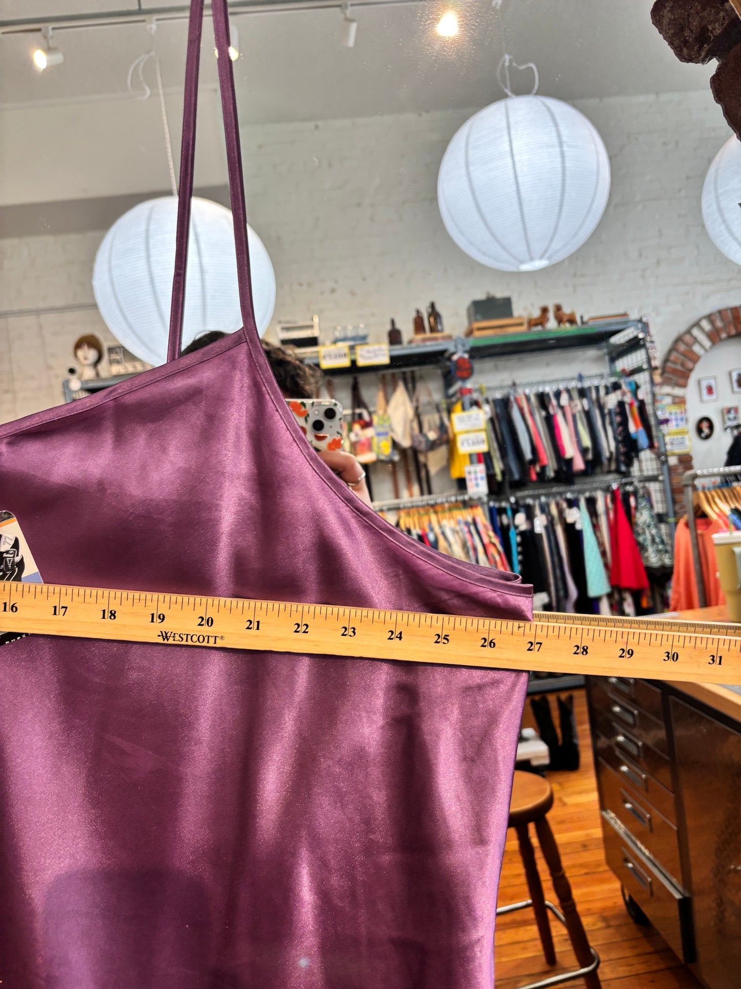 AS IS size 5X purple satin with rose P Intimates slip dress