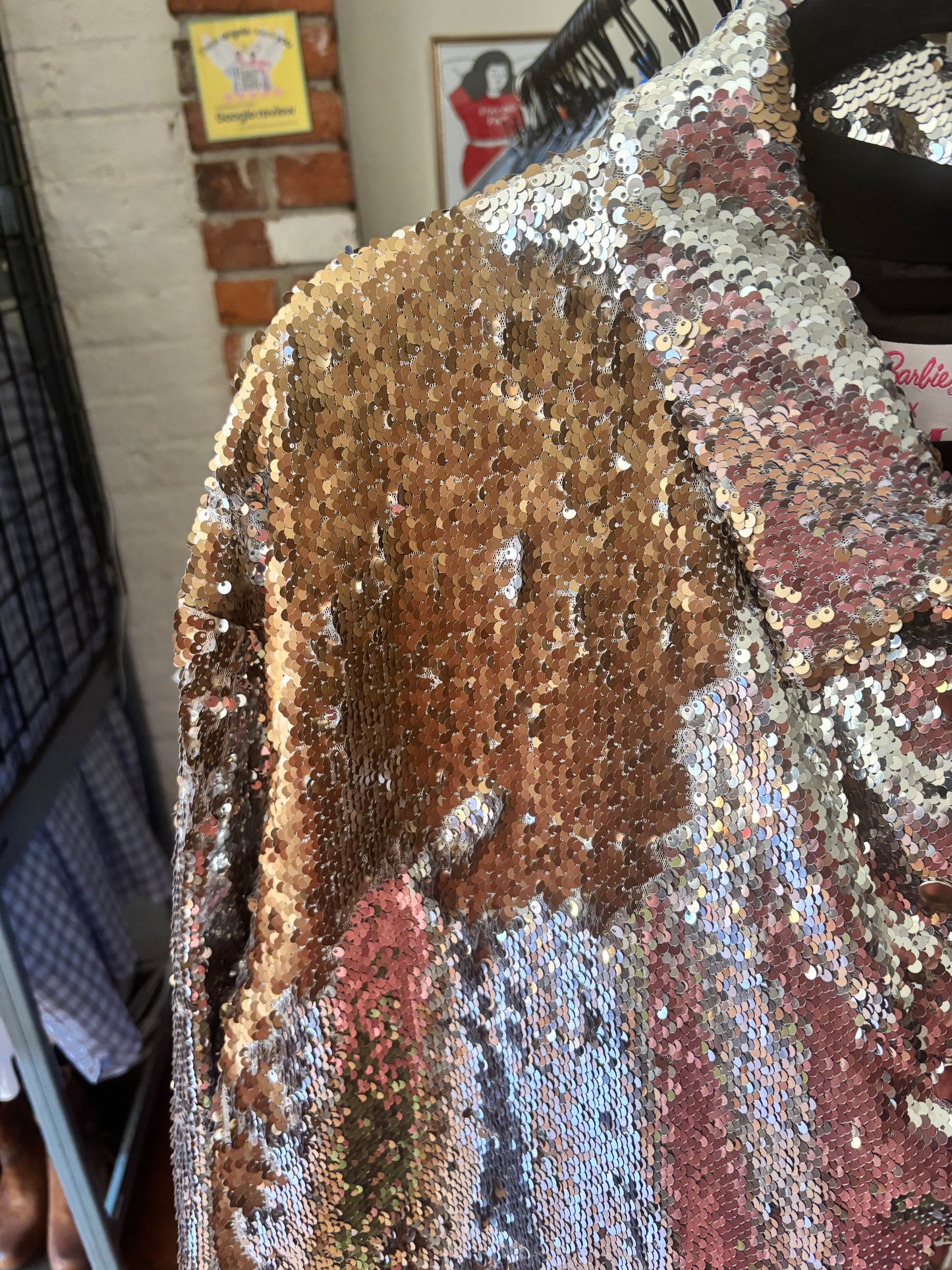 Silver/Gold Hilary Macmillan Sequin Bomber Jacket