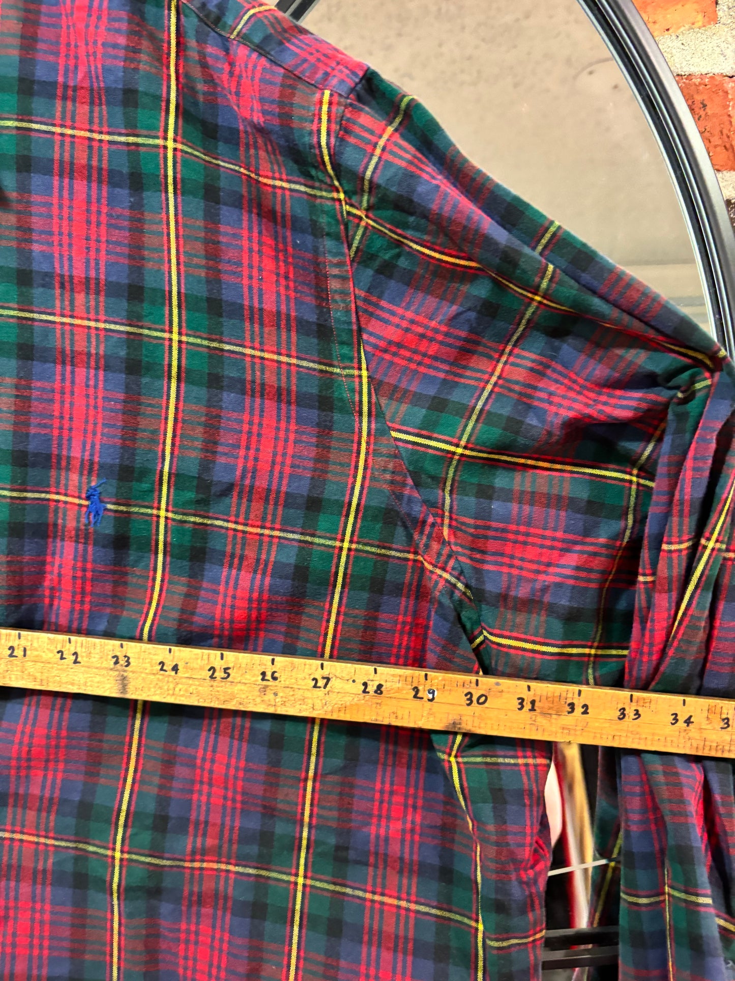 Size 4XB green red plaid Ralph Lauren long - button up