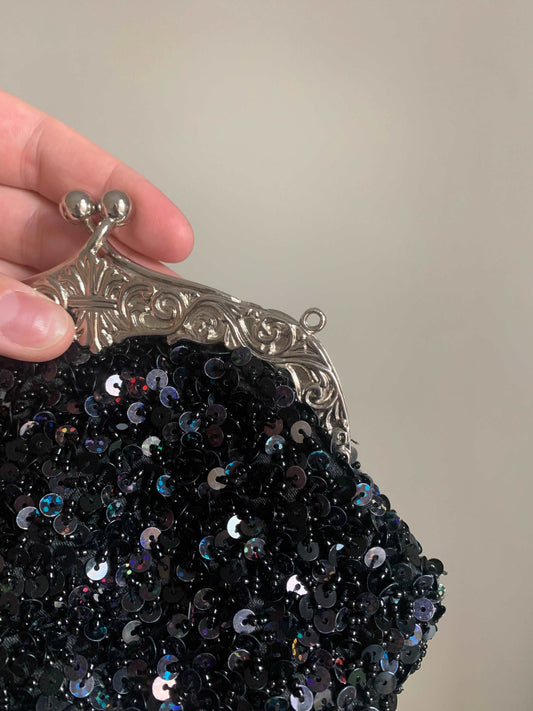 Black sequin clutch - AS IS