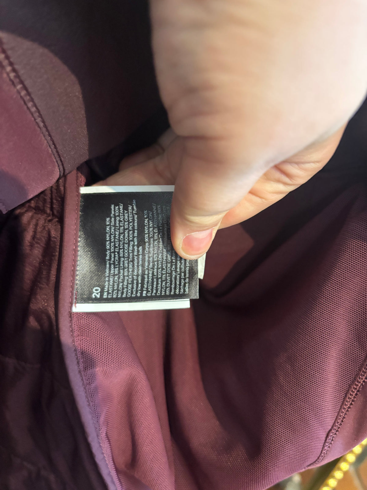size 20 burgundy DOWN Lululemon vest - puffer