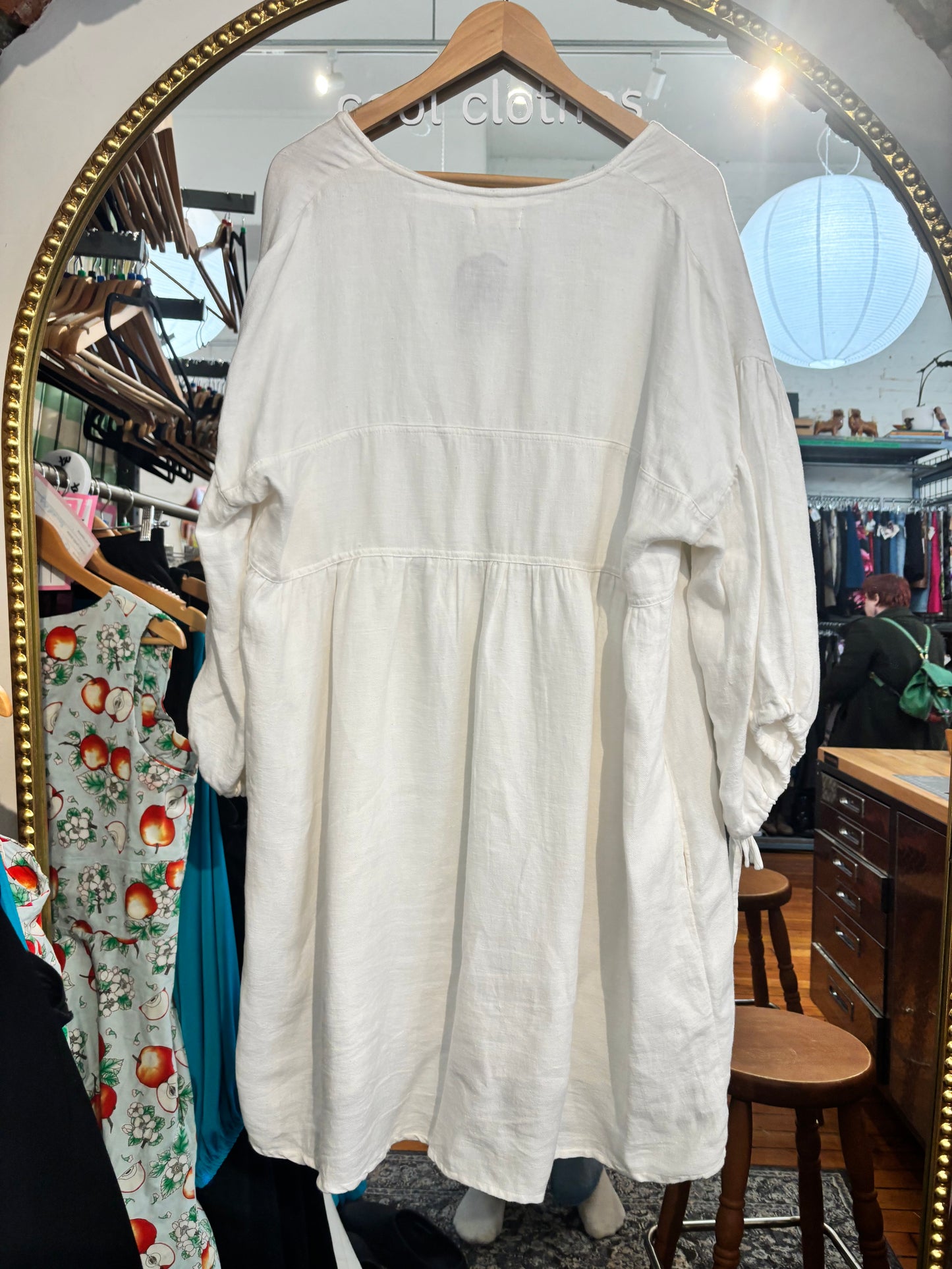 size 2X/3X white linen Harly Jae paysanne mini dress