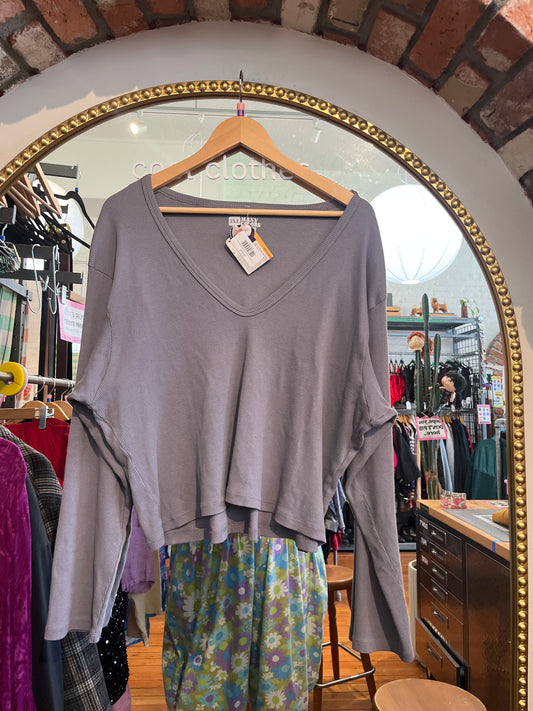 size 5XL grey COTTON ribbed Big Bud Press tee - long sleeve