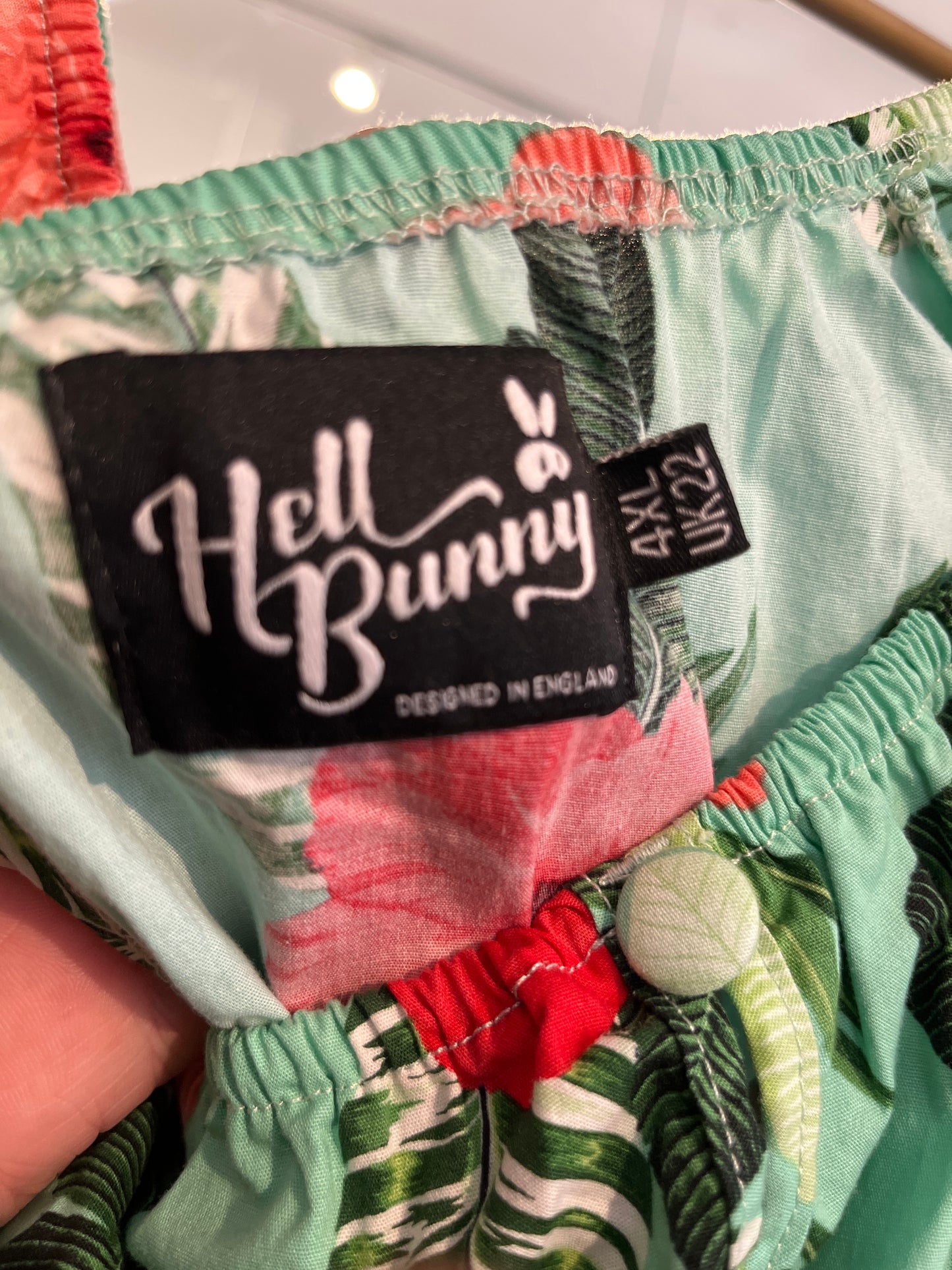 size 4XL (small) teal pink hibiscus  Hell Bunny dress - pinup