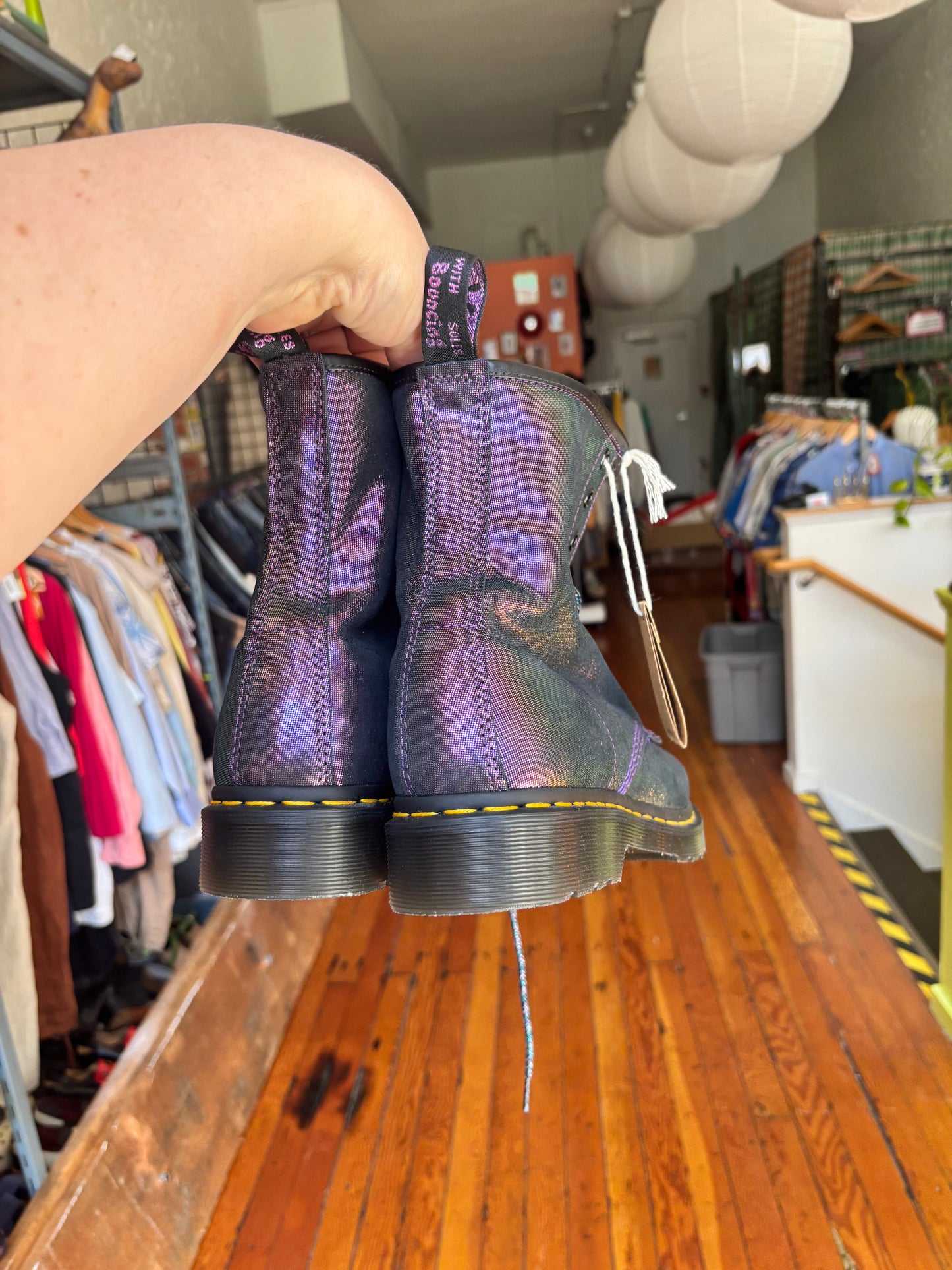 size 43 1460 disco Iridescent Lace Up Boots