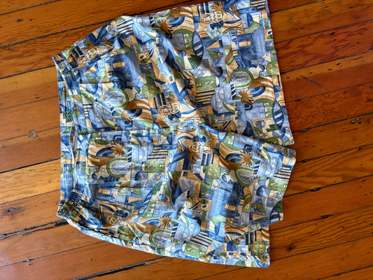 Size 20 Blue, green and beige shorts 100% cotton with trouser pockets Vintage Porruzza Shorts