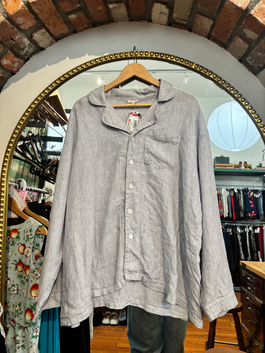 size L/XL white chambray stripe linen Shelter PJ SET- 2 piece