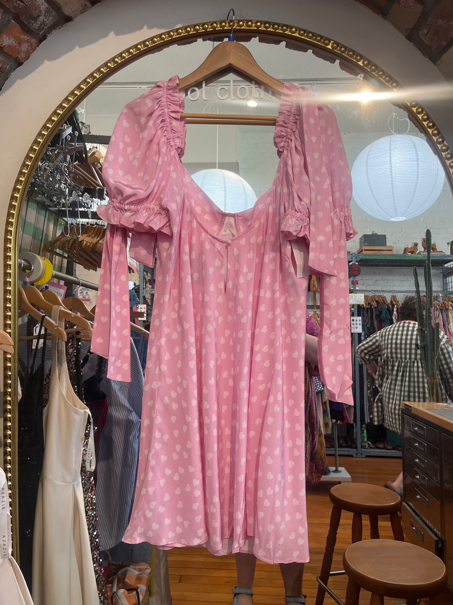 size 2X pink with white hearts Selkie dress - short