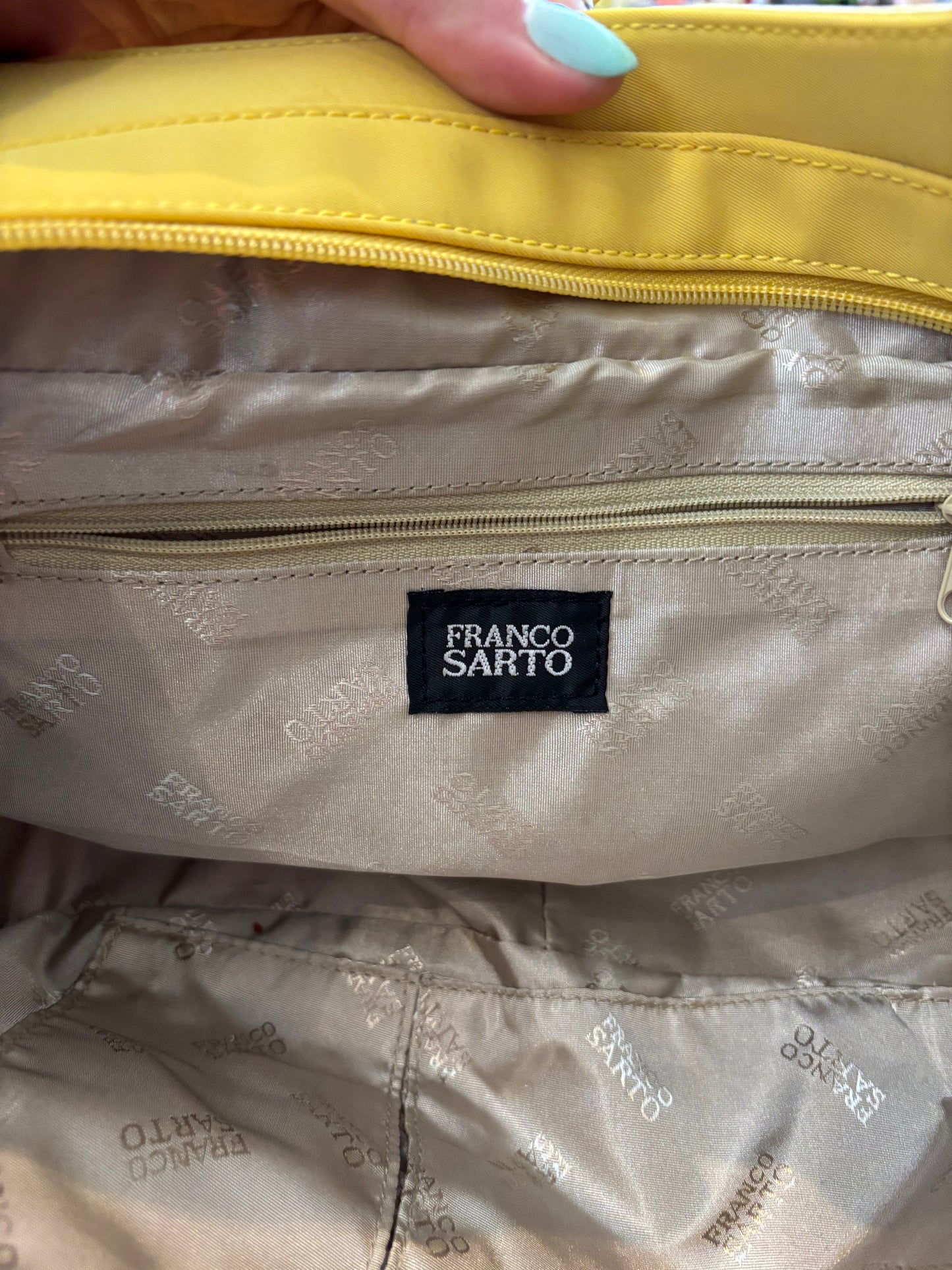 yellow faux leather VINTAGE Franco Sarto crescent bag