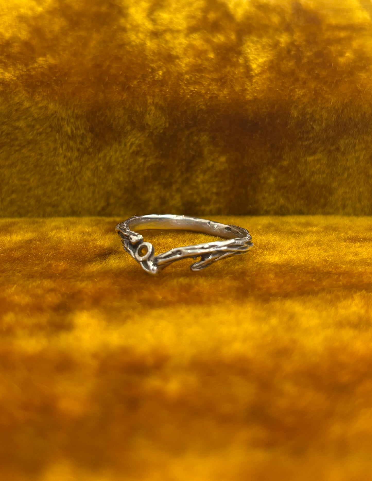 size 10 sterling silver Emma Glover made branch ring with citrine stone